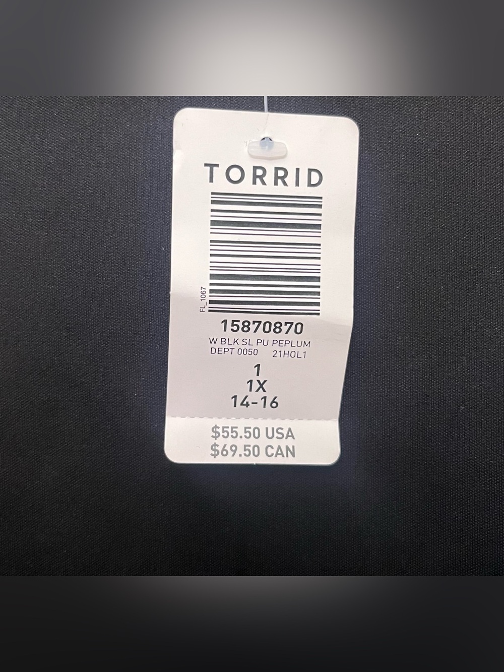 NWT Torrid Faux Leather Sleeveless Peplum Top Women's Size 1X 14-16 Black - Picture 4 of 6